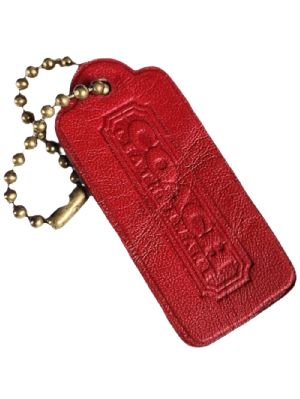 ❤️ Vintage 90's Coach Leatherware True Red Leather Hangtag Fob Charm Keychain